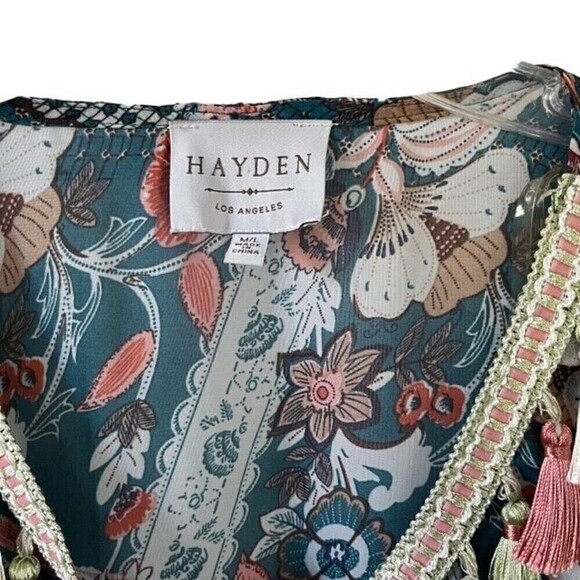 Hayden LA Sheer Floral Tassel Caftan Dress Size M/L - Picture 7 of 7